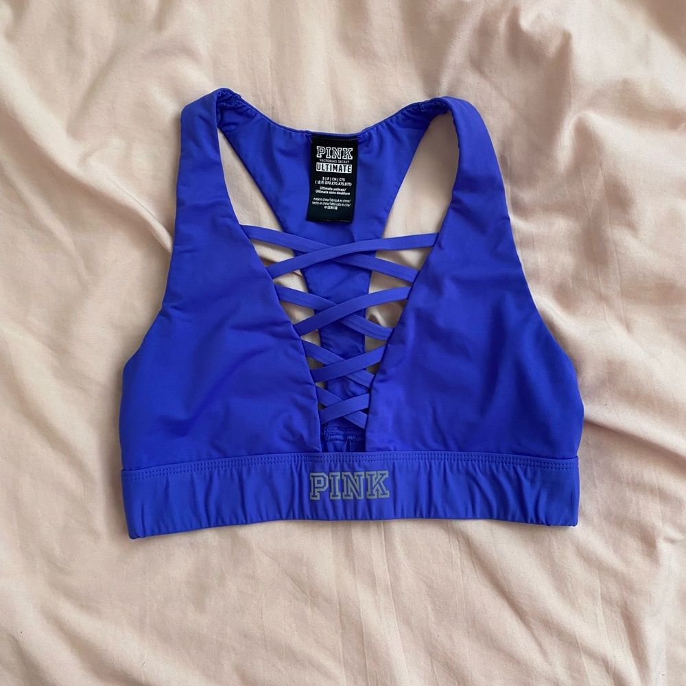Blue Victoria’s Secret PINK Unlined Sports Bra